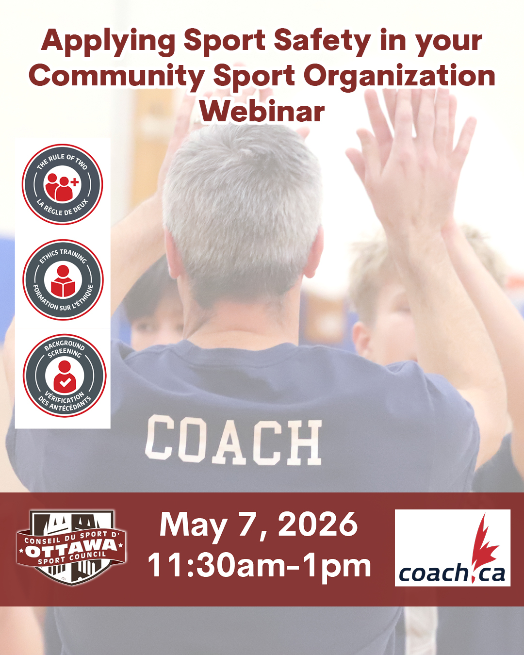 Applying Sport Safety in your Community Sport Organization – May 7 Webinar