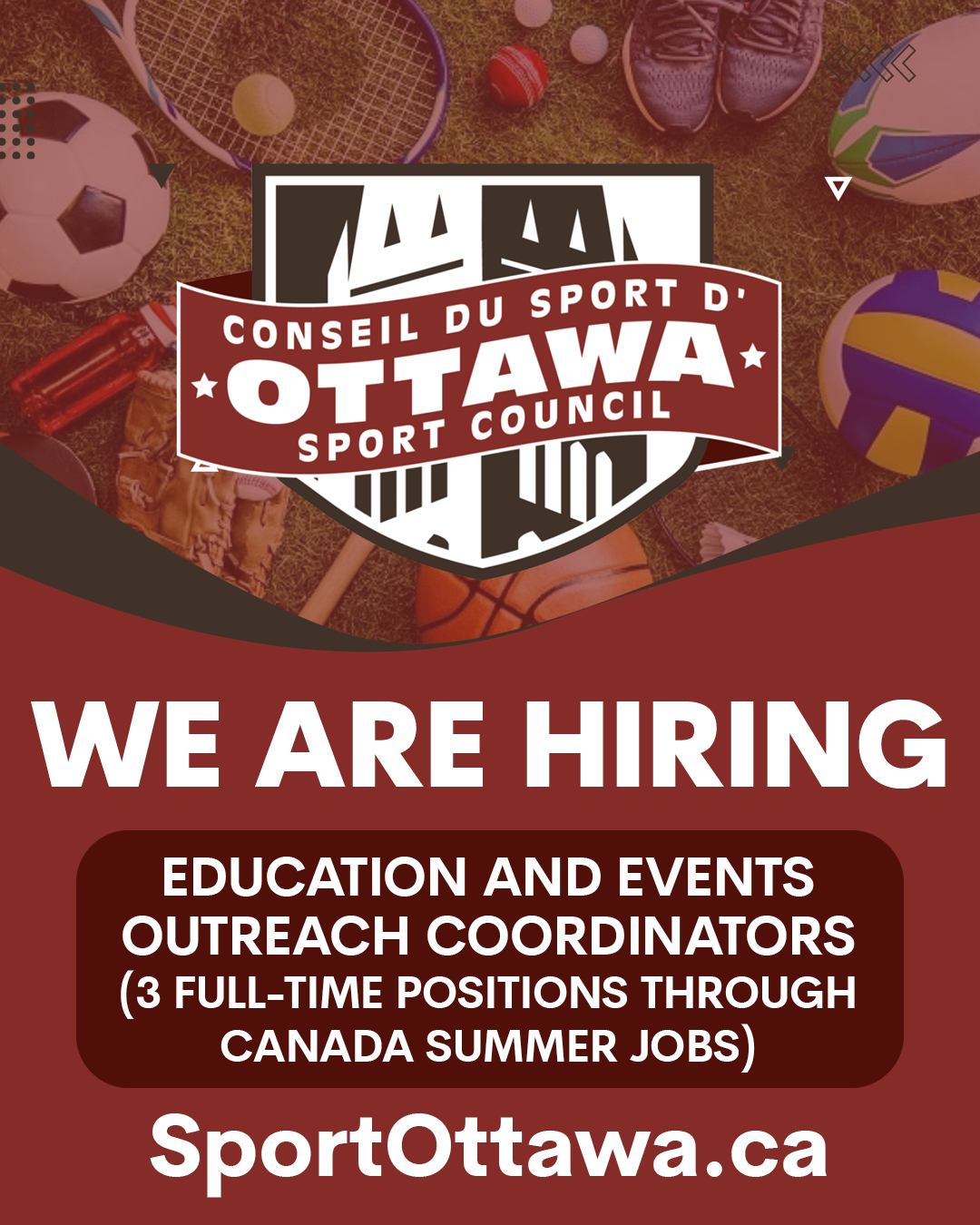 OSC is searching for 3 Education and Events Outreach Coordinators for Community Sport