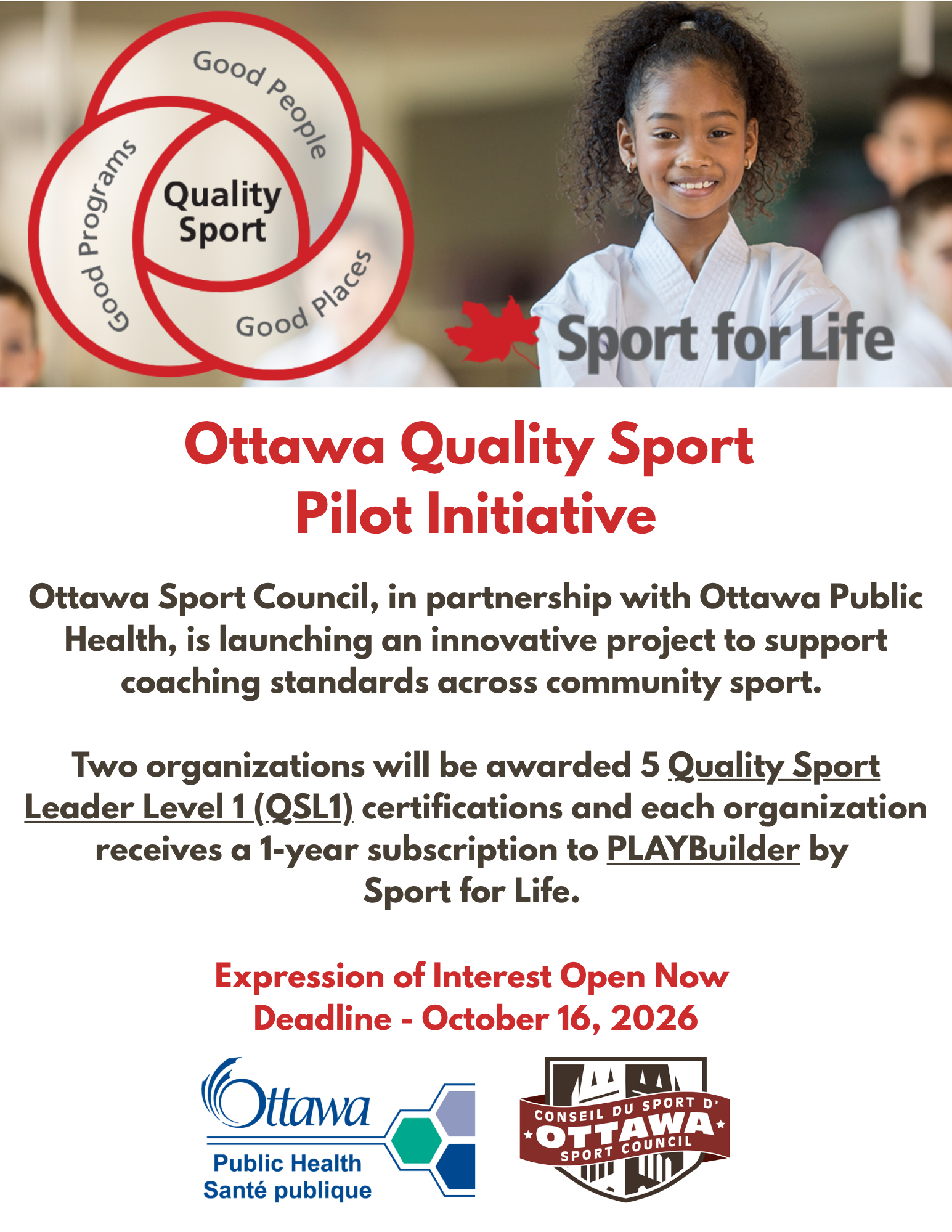 Ottawa Quality Sport Pilot Initiative – Expression of Interest open till October 16, 2026